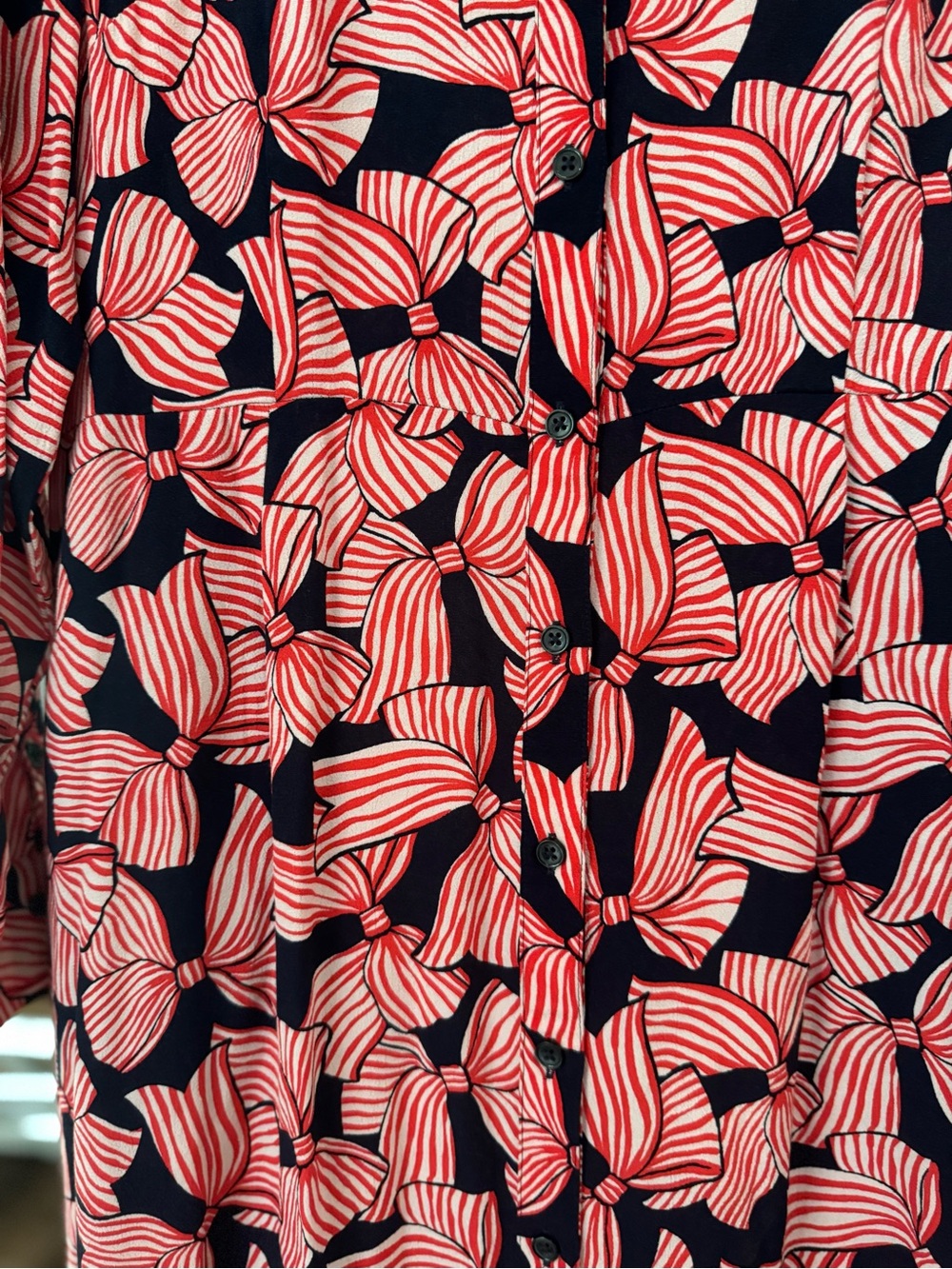Boden Kate Midi Shirt Dress Navy Red Bow Abstract Geometric Print Long Sleeve - Picture 2 of 3
